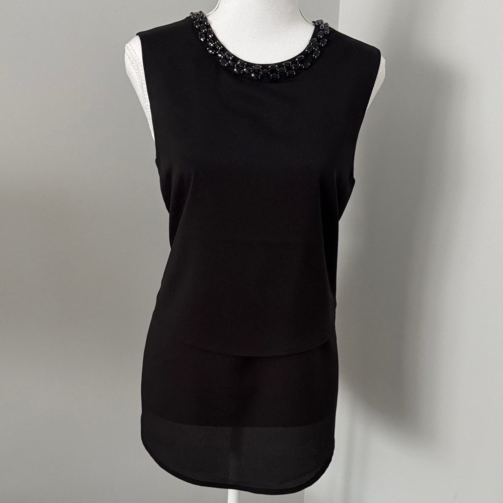 3/$25

CALVIN KLEIN-Black Sleeveless Top with Embellished Neckline size Small